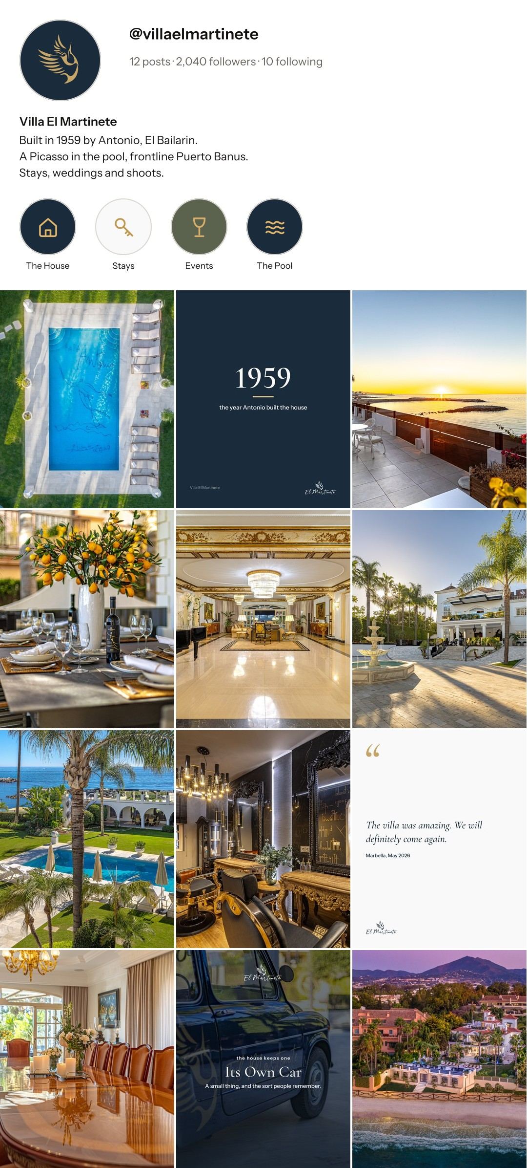 Villa El Martinete Instagram